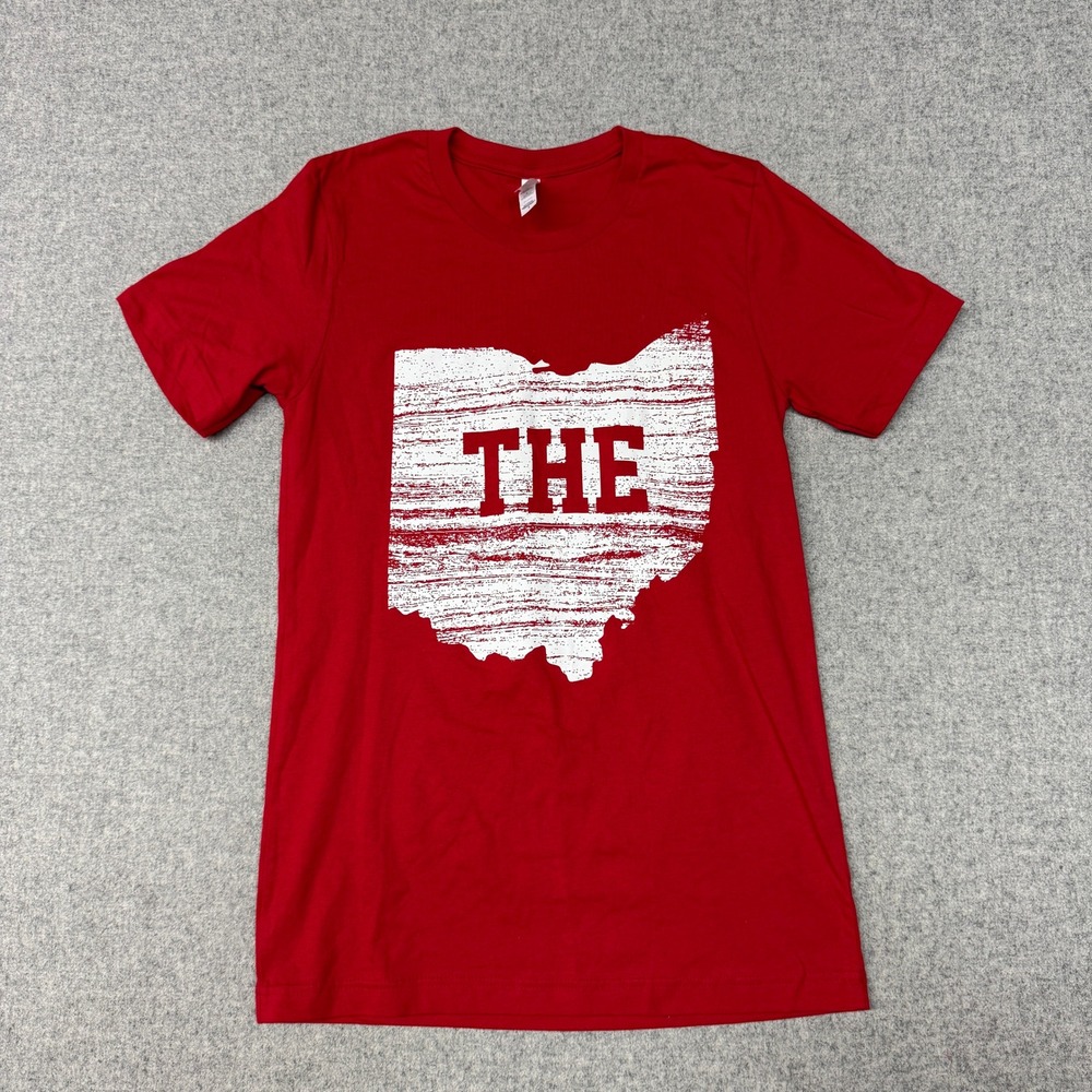 Bella Canvas Ohio State Graphic T-Shirt Size Small Red THE Distressed Cotton Tee